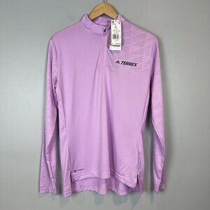 Adidas Terrex Half Zip Long Sleeve Shirt Womens Size Large Bliss Lilac NWT